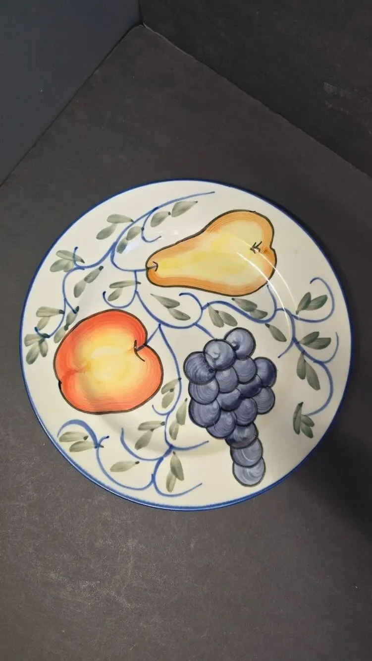TableTops Unlimited Frutteto Dinner Plate Fruit Hand Painted Country Tableware